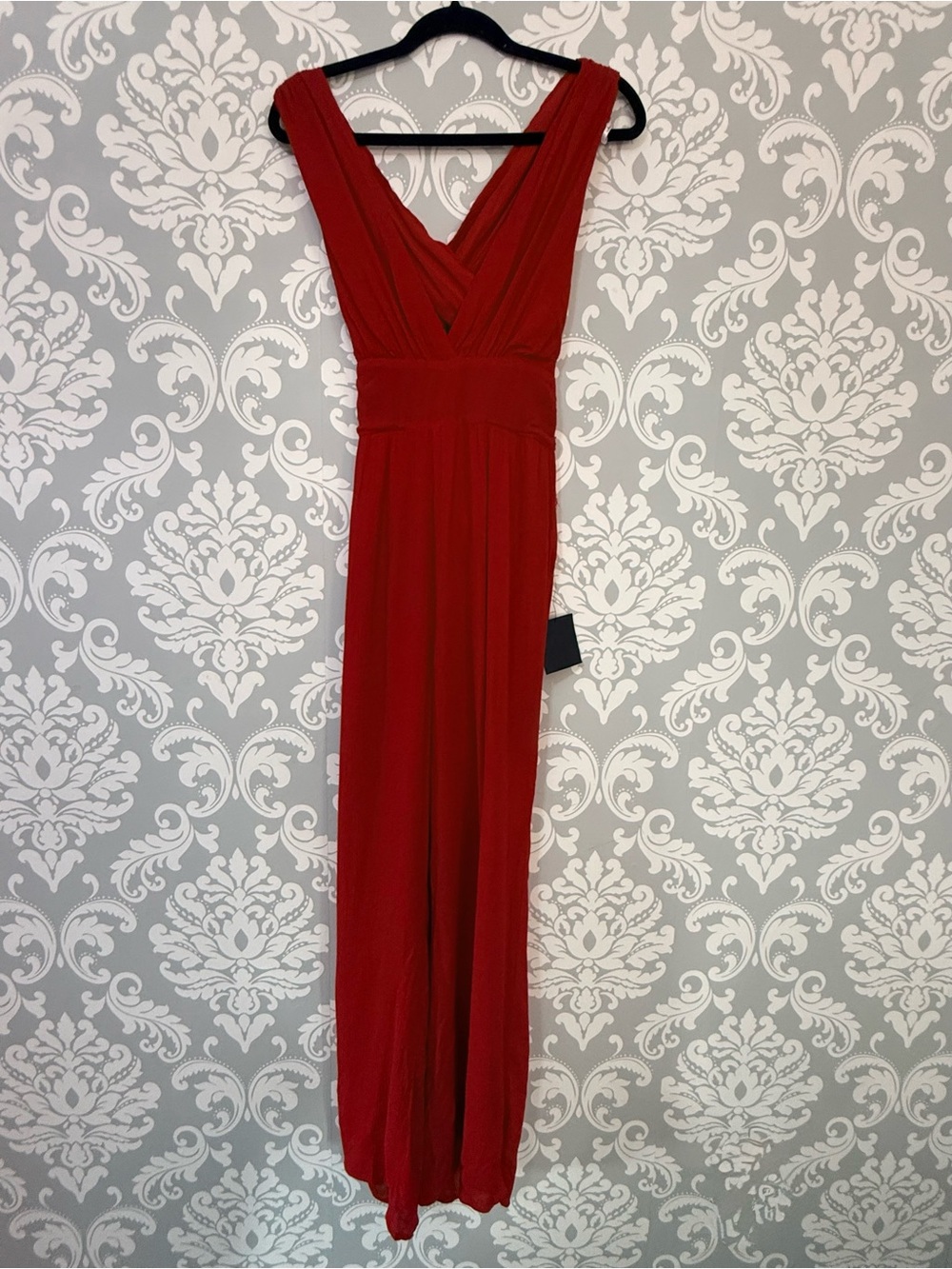 • Lulus Berry Red Wide Leg Crisscross Back Jumpsuit